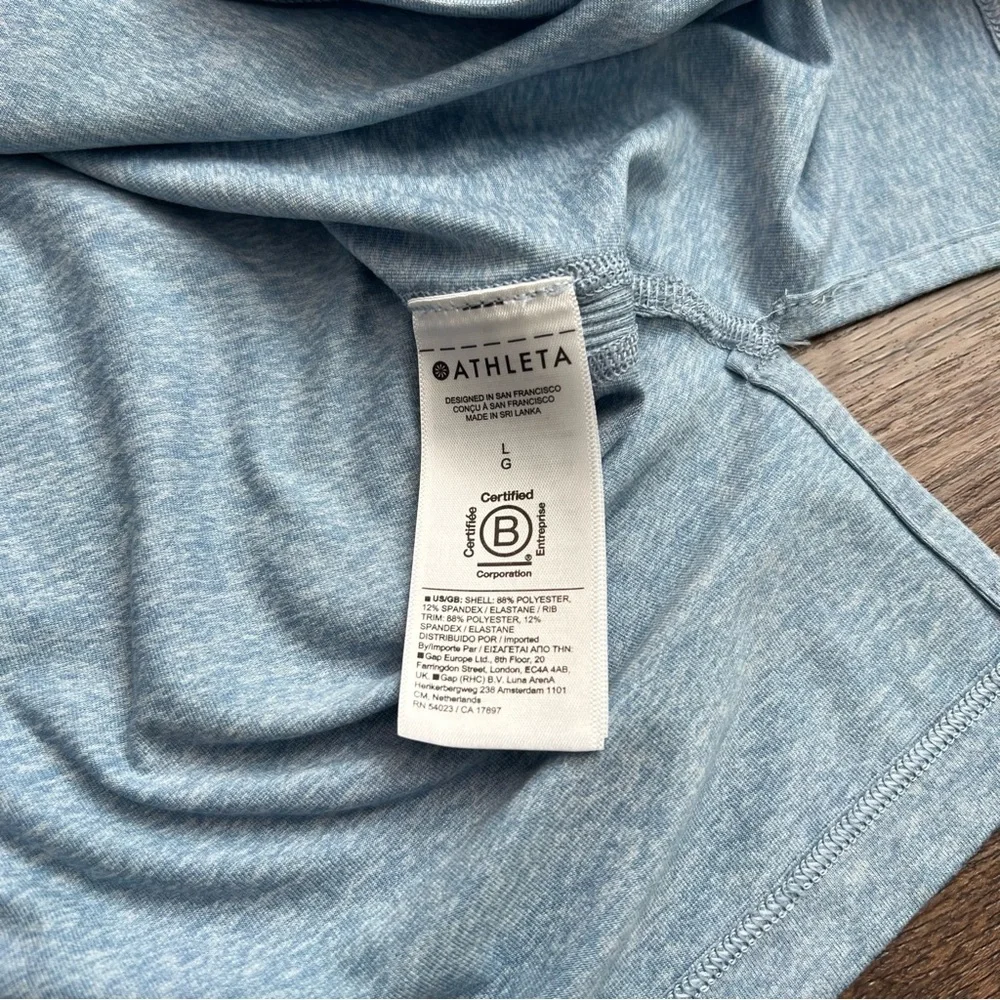 ❄️ Athleta Uptempo Hoodie Heron Blue Heather Large Lightweight Athletic Pullover - Picture 6 of 8